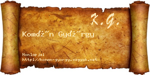 Komán György névjegykártya